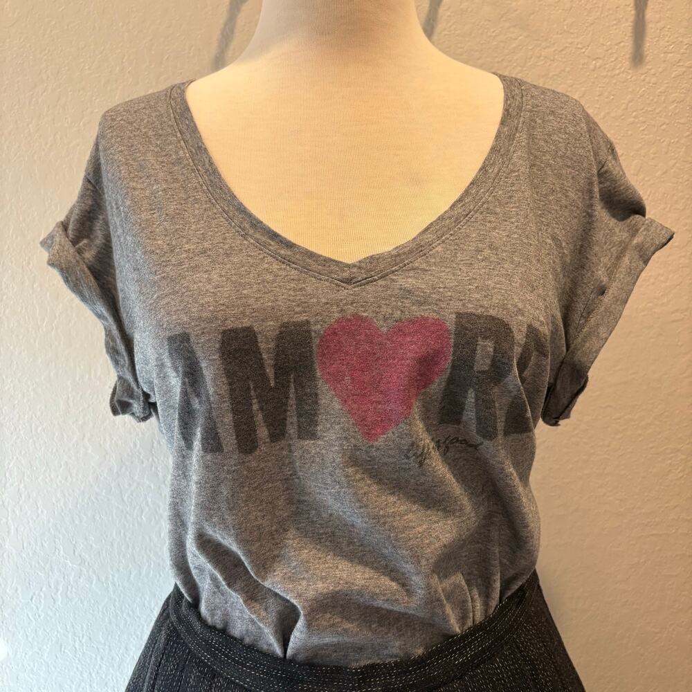 LIFE IS GOOD “AMORE” Graphic Womens T-Shirt 100% Cotton Gray SzXXL Italy Casual